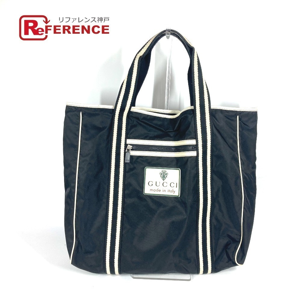 GUCCI Logo Bag Tote Boston Shoulder Black